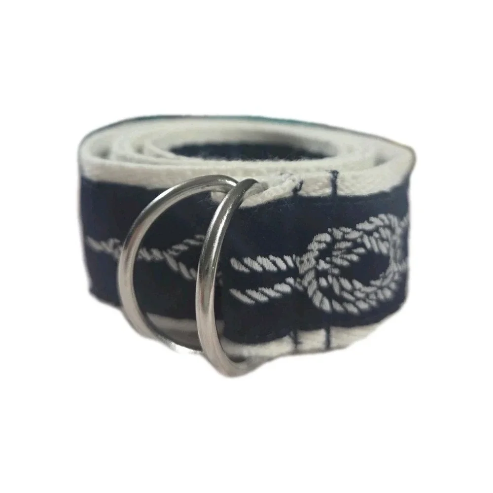 Polo Ralph Lauren Kids Navy Blue Nautical Rope Print D-Ring Belt